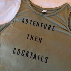 Never worn Old Navy luxe forest green “Adventure then Cocktails” swing tank